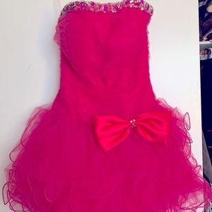 Cindy Pink Party Tulle Dress with bow.
